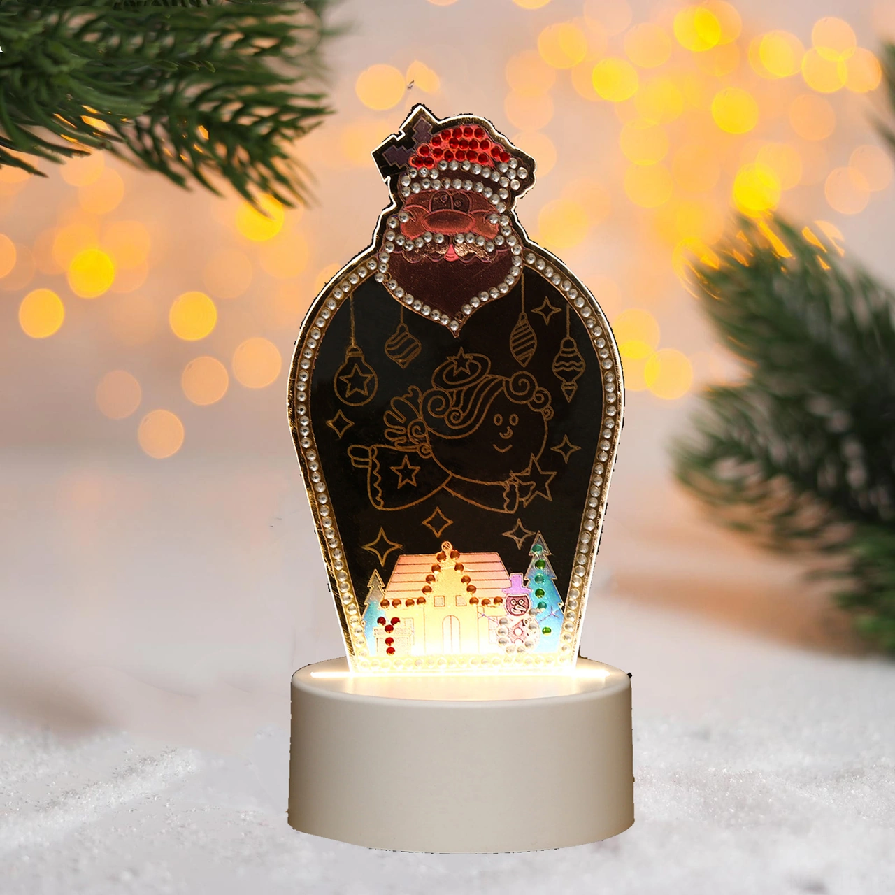 Hombey Noel Led Gece Lambası - Kendi Elinle Yapılan El Yaptı Pırlanta Boyama 3 Farklı Desen Seçeneği Diğer