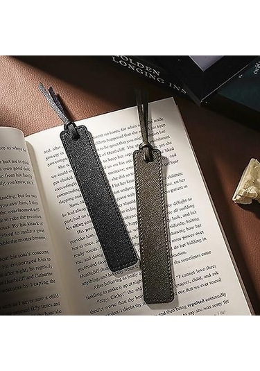 4 Adet Deri Kitap Ayracı, Klasik Dikişli, Deri İpliğiyle 13 2.4cm
