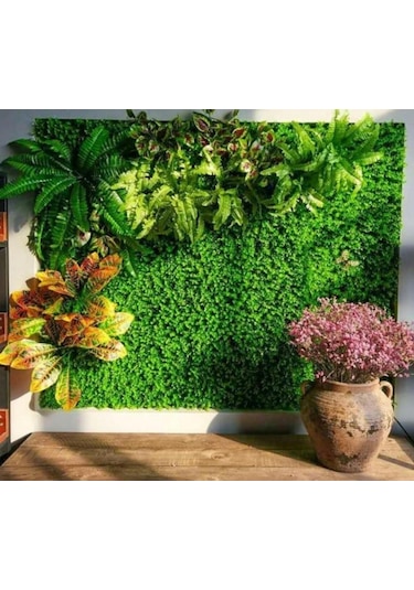 Yapay Çiçek Duvar Kaplama 1M2 100x100Cm Panel Şimşir Dik Duvar Uy