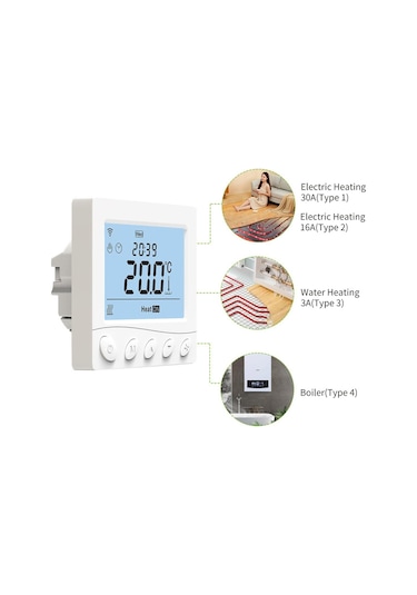 Wıfı Akıllı Elektrikli Isıtma 30a Termostat 3.2 İnç Lcd Ekranlı Akıllı Termostat Uygulama Ve Ses Kontrolü Dijital Programlanabilir Termostat