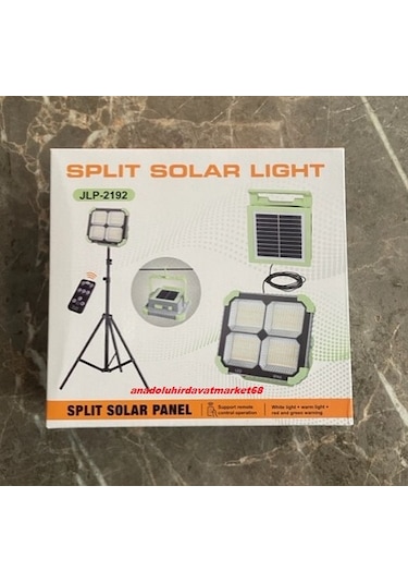 Splıt Led Solar Kamp Lambası Güneş Enerjili Projektör Kumandalı 300watt Beyaz-sarı