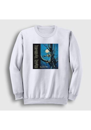 Presmono Unisex Fear Of The Dark Iron Maiden Sweatshirt Beyaz