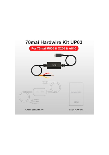 Youtek 70mai Up03 Tip-c Girişli Araç Kaydedici Basınç Azaltma Kablosu - M500, X200, A810, A510 Uyumlu Park Monitörü Kablosu