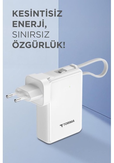 Torima TRM-1017 10000 mAh Hızlı Şarj Dijital Göstergeli Powerbank Beyaz