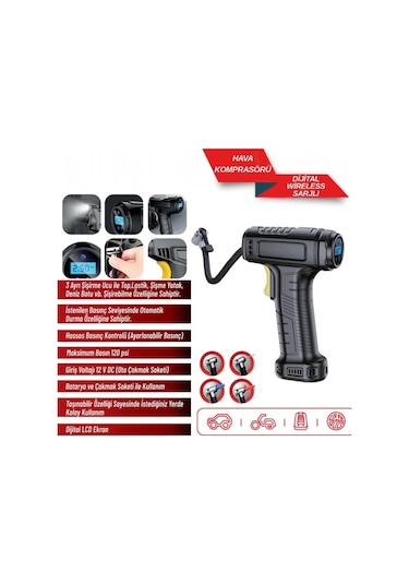 Carub Hava Kompresörü Şarjlı Dijital 12v 60w 120psı Usb/type C Br2491331