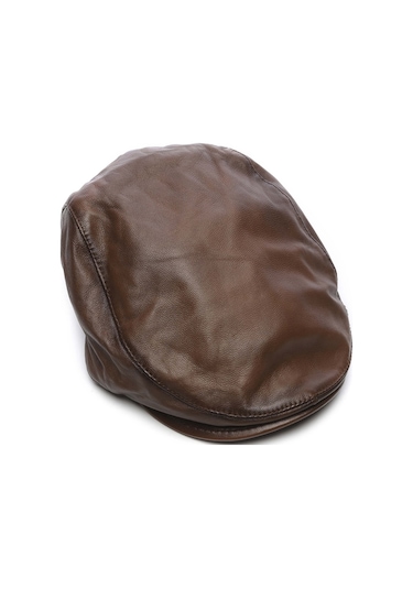 Tamer Tanca Erkek Hakiki Deri Taba Şapka 524 London-y Sapka Taba