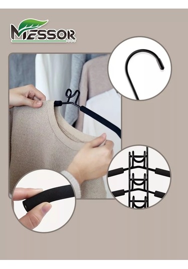 Messor Dönüştürülebilir Çok Katmanlı Giysi Askısı 193966108 Siyah