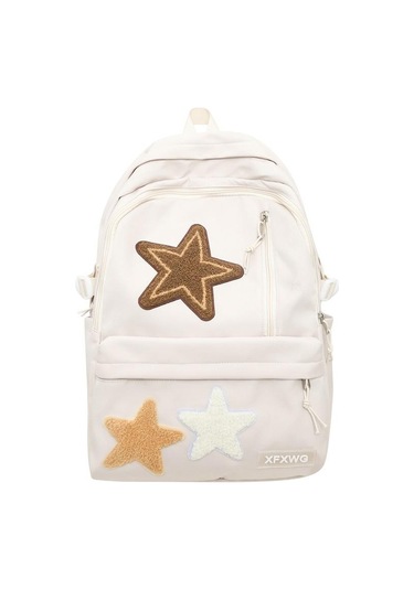 Bej Beş Köşeli Yıldız Sırt Çantası Kız Eğlence Bej