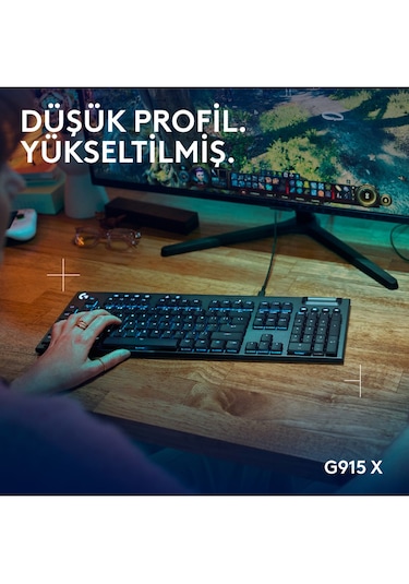 Logitech G915 X Düşük Profilli Rgb Aydınlatmalı Gl Brown Pc/mac Için Kablolu Ingilizce Q Mekanik Oyun Klavyesi, Siyah