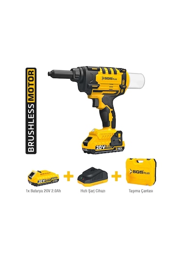 Sgs5465 - 2.4 - 5mm - Akülü Perçin Tabancası Makinası 20 Volt 2 Amper Kömürsüz Motor