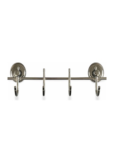 Krom 4 Lü Duvar Askısı 24 Cm Banyo Mutfak Elbise Havlu Askılığı Gümüş