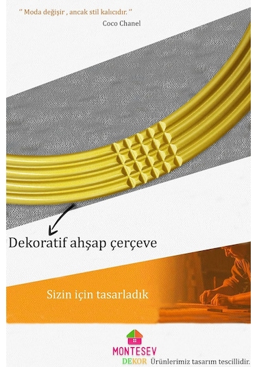 Safir Gold Dekoratif Ahşap İşlemeli Duvar Aynası İkili 56-43 Cm Altın