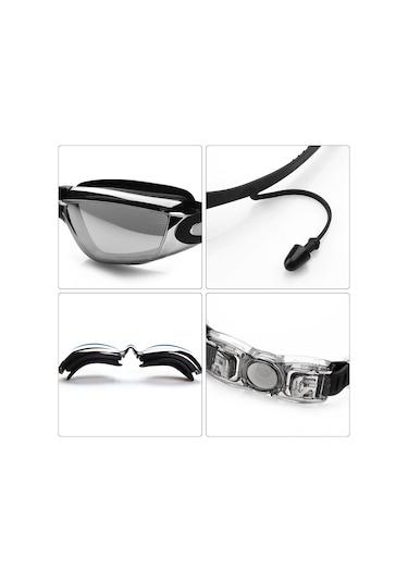 Geeksen Siyah Sürekli Kulaklıklı Yüzme Gözlüğü - Buhar Koruma, Uv Engelleme, Sıçramaz Ve Sulama Önleyici Özellikli, Geniş Görüş Alanı Siyah