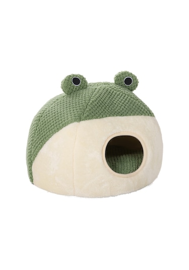 Hallow Kedi Yatağı Ultra Yumuşak Peluş Malzeme 2'si 1 Arada S Yeşil