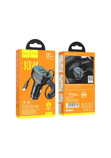 Hoco Nz11a 30w 2 Usb+ Type-c Girişli İphone Kablolu Araç Çakmakl