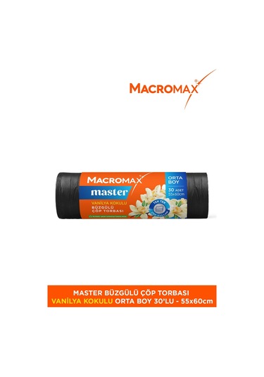 Master Büzgülü Çöp Torbası Orta Boy 55x60cm Vanilya Kokulu 30 Adet Süper Ekonomik Paket