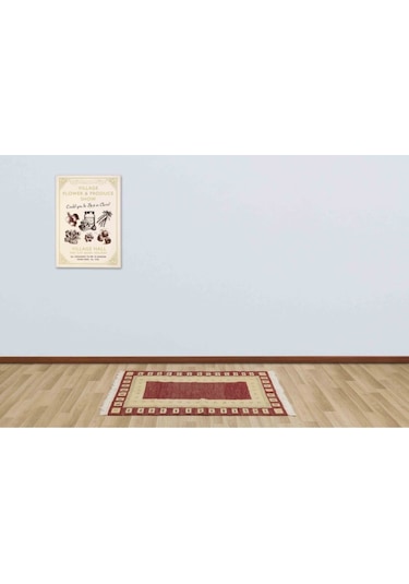 Bej Ve Kırmızı Rengiyle Evinizi Süsleyen Vintage Eskitme Halı 85x143