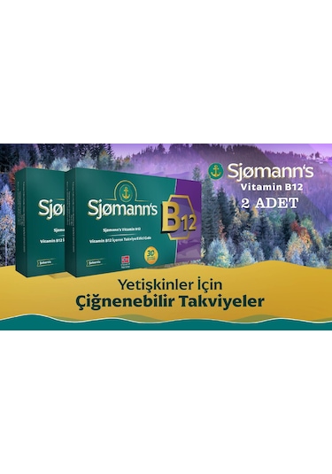 Sjomann's Vitamin B12 Takviye Edici Gıda 2 x 30 Çiğneme Tableti