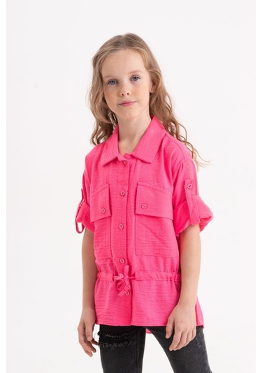 Kız Çocuk Kuşaklı Gömlek 3080 Fuşya