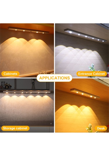 Dianziye Kablosuz Şarjlı, Vücut Algılama Led Lambası - Dolap, Gardırop Için Otomatik Açma-kapama, 3-5m Algılama Mesafesi, 40cm, 4 Led, Siyah, 3 Renk Seçeneği Siyah