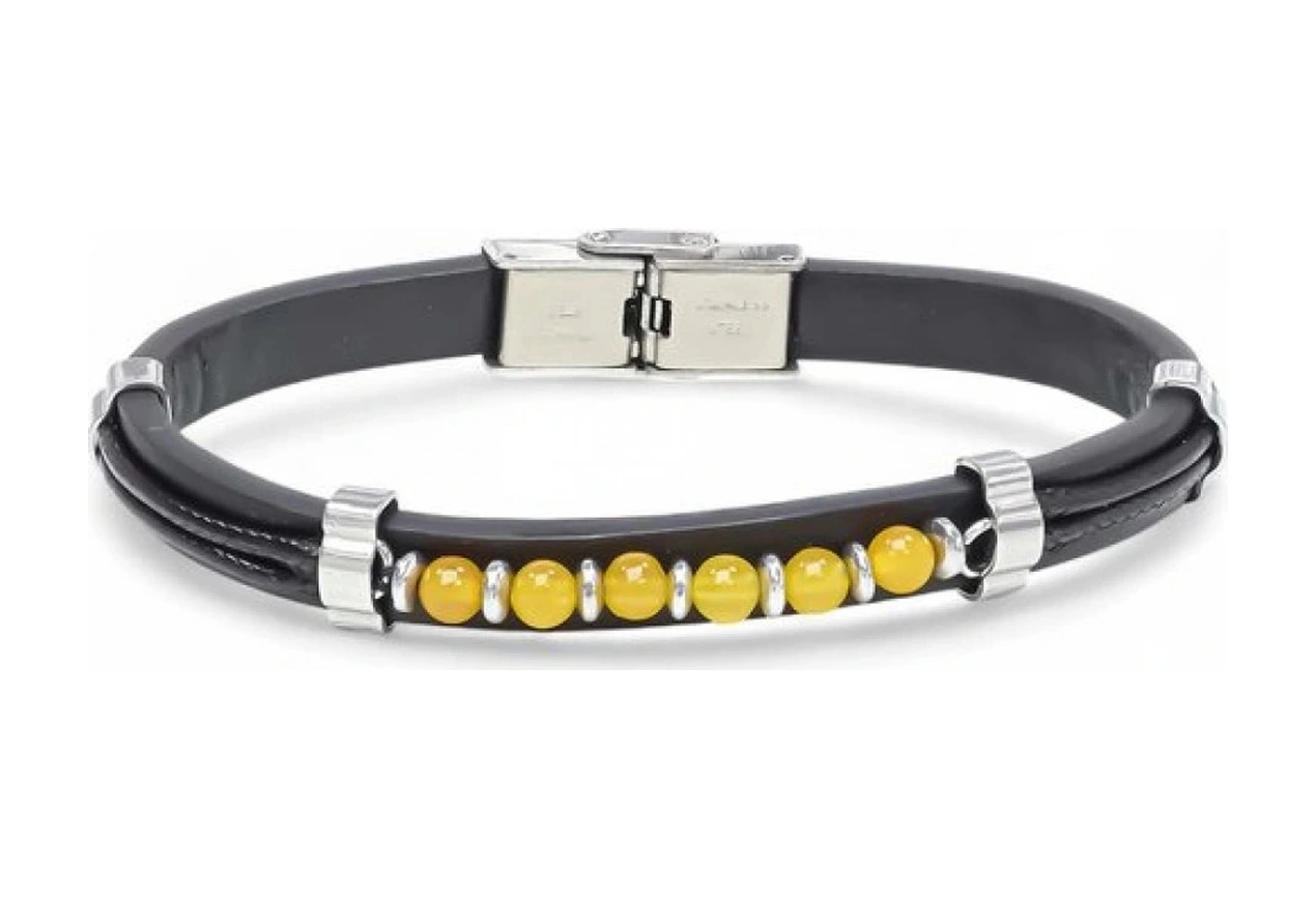 Moncuk Design Sarı Akik Taşlı Deri Bileklik 33511g6d6m Çok Renkli
