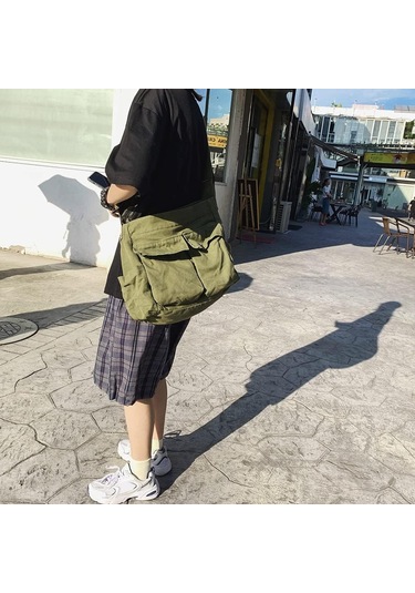 Kadınlar İçin Tuval Çapraz Çanta, Tuval Omuz Çantaları Estetik Haberci Çantası Y2k Satchel Çanta Hobo Tote Çanta Okul Seyahat Günlük Günlük Ordu Yeşili A340 Yeşil