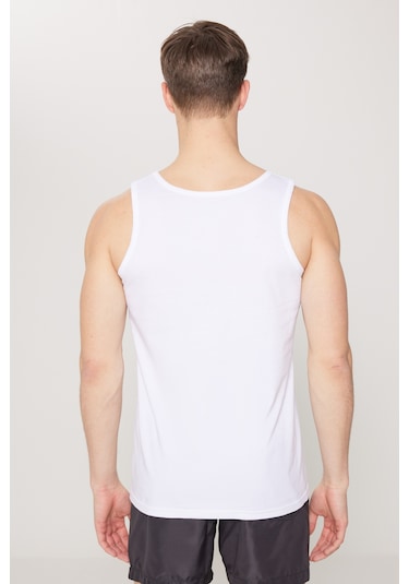 AC&Co / Altınyıldız Classics Erkek Beyaz Standart Fit Normal Kesim %100 Pamuk 2'li Atlet Paketi Beyaz