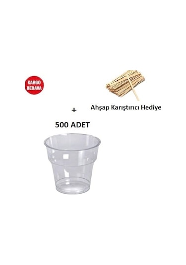 Plastik Mika Sert Kristal Bardak 500 Adet