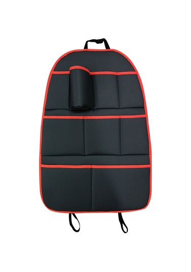 Elit Deri Siyah-Kırmızı Araç Koltuk Arkası Organizer