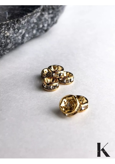 Klipsa Jewelry 20 Adet, 6 3 Mm Altın Rengi Taşlarla Süslenmiş Boncuklar İçin Ayırıcılar 243395145