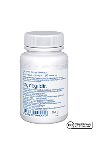 Pure Encapsulations Folate 400 Mcg 60 Kapsül