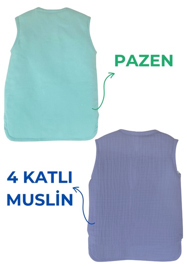 Müslin Bebek Yelek-hırka Organik 1 - 2 Yaş Mavi