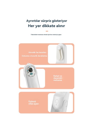 Aurora Usb Şarj Edilebilir Katlanır Küçük Fan Mor