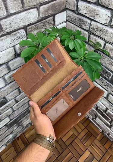 Guard Taba Telefon Girişli Hakiki Deri Kadın Cüzdanı P2223 Taba