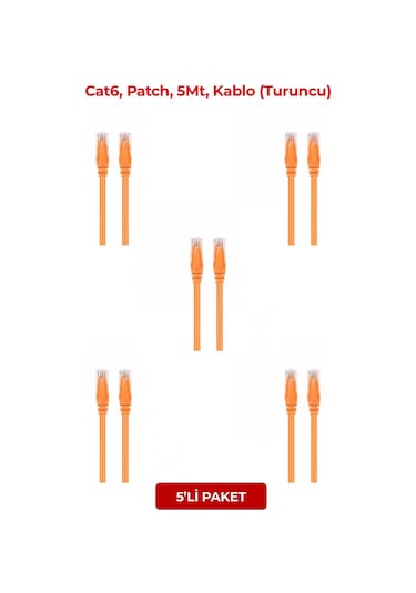 S-lınk Sl-cat605tr, Cat6, Patch, 5mt, Kablo Turuncu 5li Paket