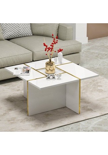 Sılva Orta Sehpa - Beyaz / Beyaz Beyaz/ceviz