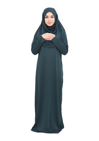 Koyu Zümrüt Yeşil Fermuarsız Namaz Elbisesi Zümrüt Yeşili