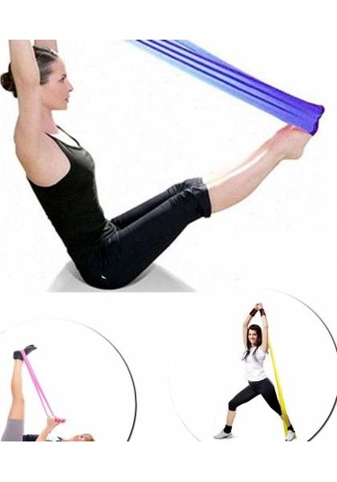 Pilates Bandı Seti 150x15 Cm Büyük Orta Direnç Pilates Lastik