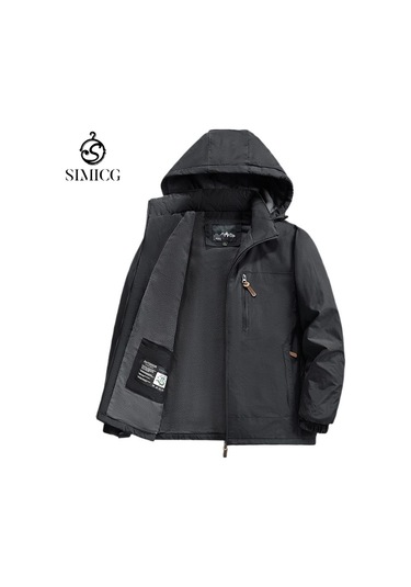 Erkekler İçin Sonbahar Ve Kış Kalınlaştırılmış Rüzgar Geçirmez Ve Su Geçirmez Ceket Artı Polar Ceket Gri