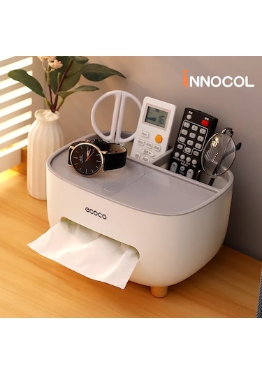 Blue-ecoco Ev Doku Kutusu Masaüstü Mutfak Peçete Tutucu Saklama Kabı Oturma Odası Ev Ofis Için Uzaktan Kumanda Doku Tutucu