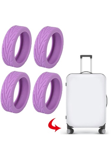 Homyl 4 Parça Bagaj Jant Kapakları Bavul Ofis Koltuğu Mor Mor