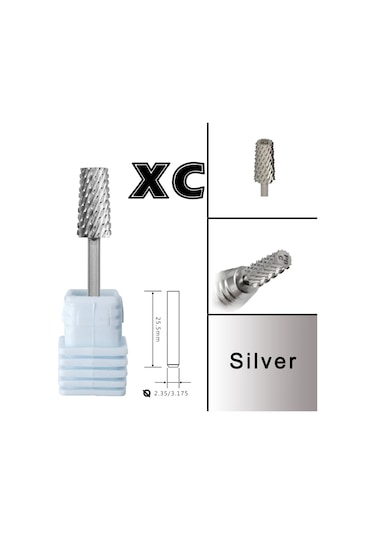 Rolinstar 6.6 Büyük Trapez Konik Namlu Altın Gümüş Tungsten Çelik Karbür Freze Kesicisi Tırnak Matkap Ucu Manikür Pedikür Koyu Gri