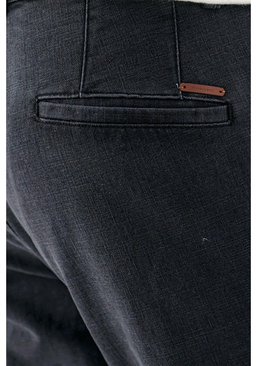 Morven Erkek Siyah Pamuk Yan Cep Dynamic Fit Chino Pantolon Siyah