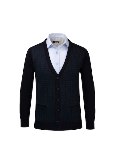 Çizgi Triko Erkek Büyük Beden Desenli Kol Ve Bel Lastikli Çelik Örgü Triko Hırka 4241mb Lacivert Lacivert