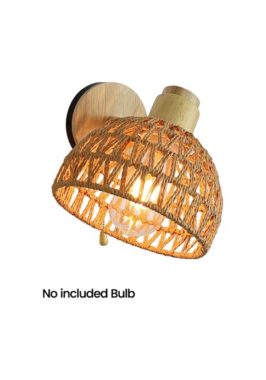 Rattan Duvar Aplikleri Retro Japon Tarzı Başucu Duvar Lambası Abd Fişi Diğer