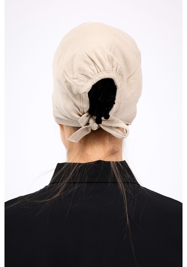 Kaymayan Krem Bone Silikonlu Kaymaz Dikişsiz Kadın Tesettür Bağlamalı Açık Vizon - Bej Krem