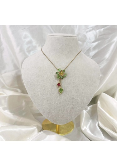 Yeşil Çiçek Kolye Ayarlanabilir Gold Gold