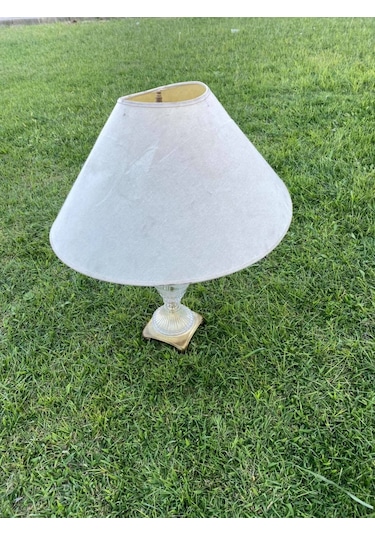 Kristal Desenli Cam Antika Abajur 75 CM