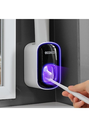 Gri Banyo Otomatik Diş Macunu Dispenseri Duvara Monte Diş Macunu Sıkacağı Aksesuarları Seti Otomatik Sıkacağı Tutucu Raf Aracı Gri