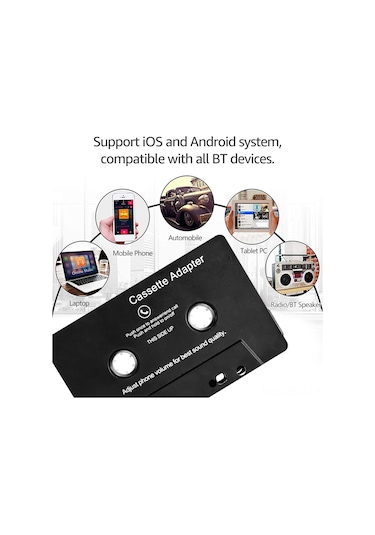 Samdoo Bluetooth Kaset Dönüştürücü, Araçta Müzik Çalar,免提 Arama, Mp3/mp4 Destekli, Tekrarlı Şarjlı Pil, Kaliteli Sesli Siyah Abs Konverter